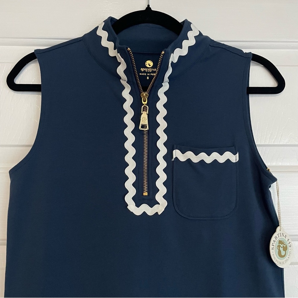 Spartina 449 Serena Half Zip Dress Midnight Blue Ric Rac - Picture 8 of 10